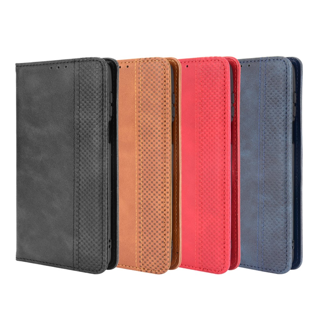 Magnetic Vintage Style Phone Case Wallet Stand Leather Cover for Motorola Edge S / Moto G100 - Black-9