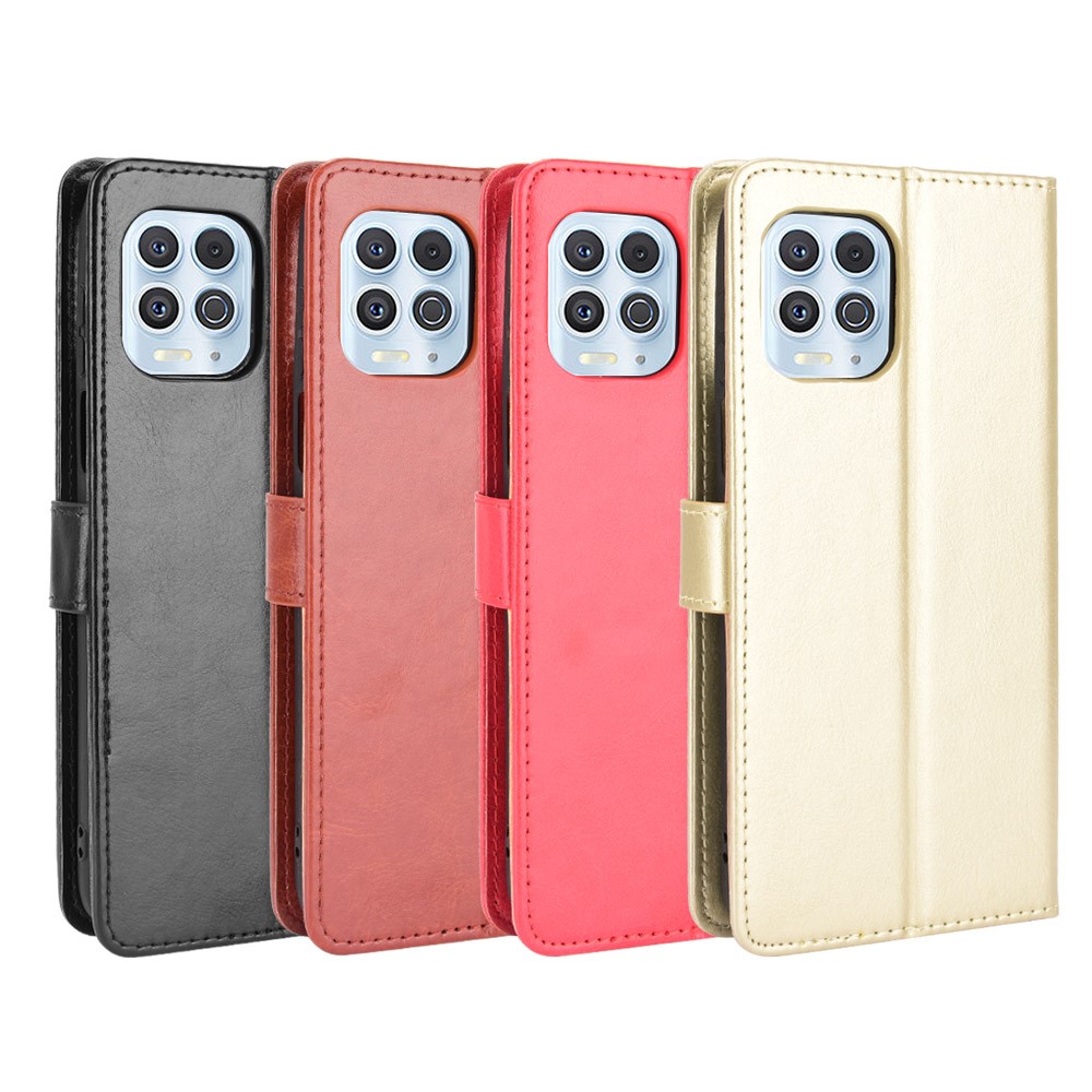 Crazy Horse Texture Wallet Design PU Leather Stand Protector Cover for Motorola Edge S / Moto G100 - Black-8