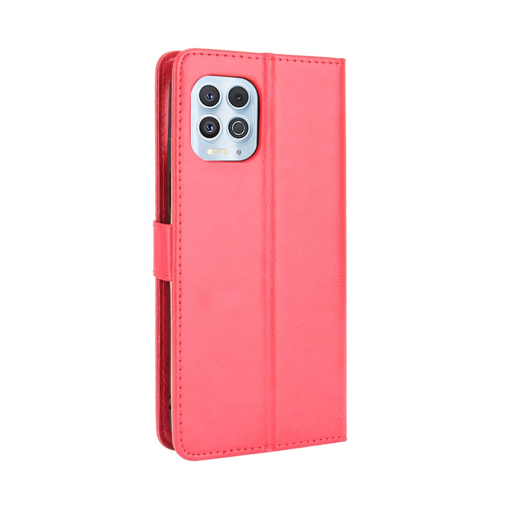 Crazy Horse Texture Wallet Design PU Leather Stand Protector Cover for Motorola Edge S / Moto G100 - Red-3