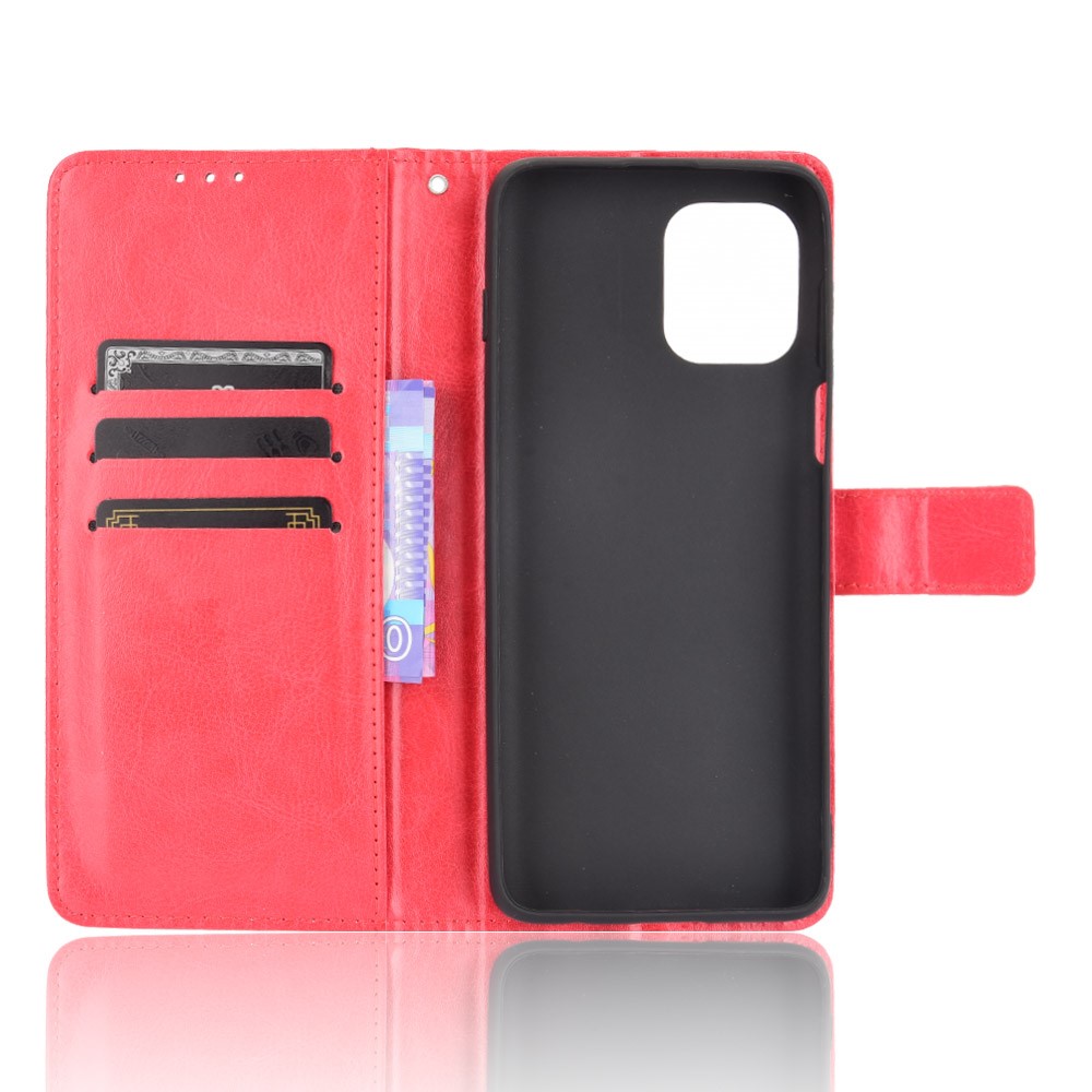 Crazy Horse Texture Wallet Design PU Leather Stand Protector Cover for Motorola Edge S / Moto G100 - Red-4