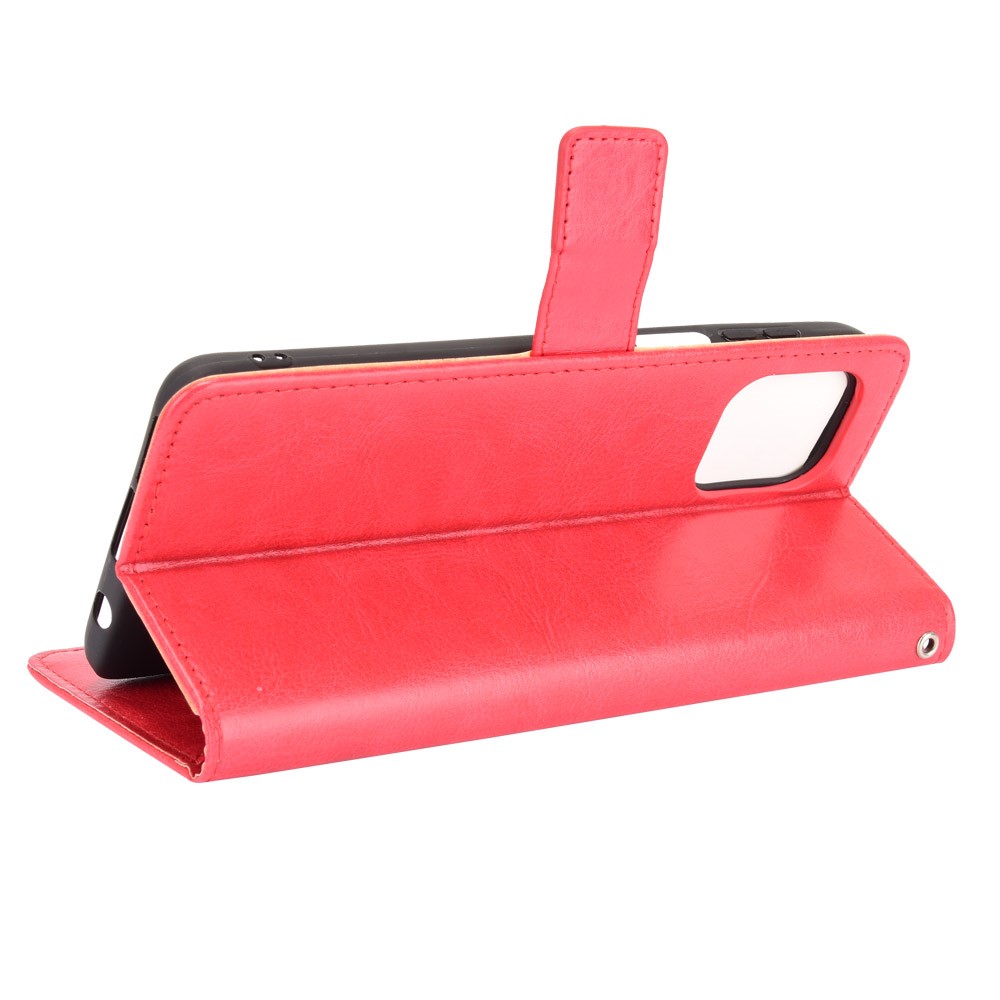 Crazy Horse Texture Wallet Design PU Leather Stand Protector Cover for Motorola Edge S / Moto G100 - Red-6