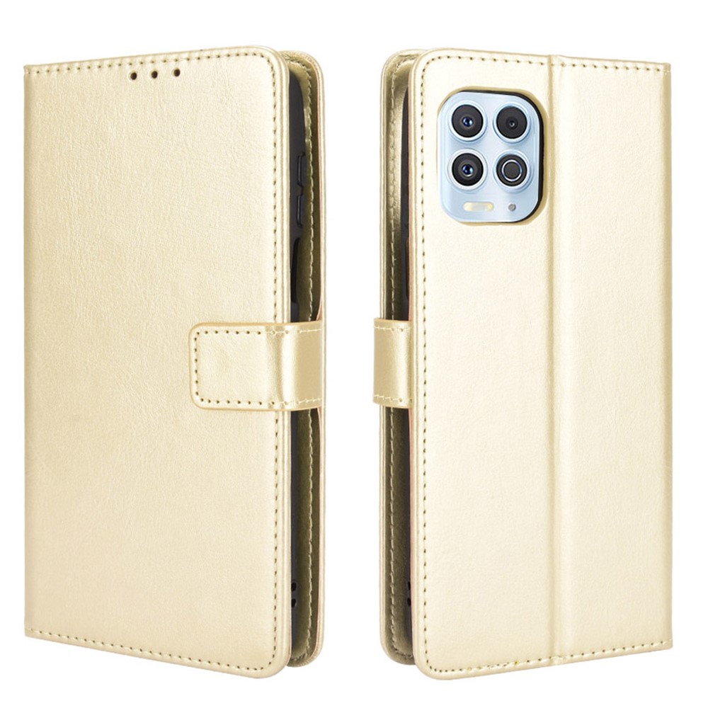 Crazy Horse Texture Wallet Design PU Leather Stand Protector Cover for Motorola Edge S / Moto G100 - Gold-1
