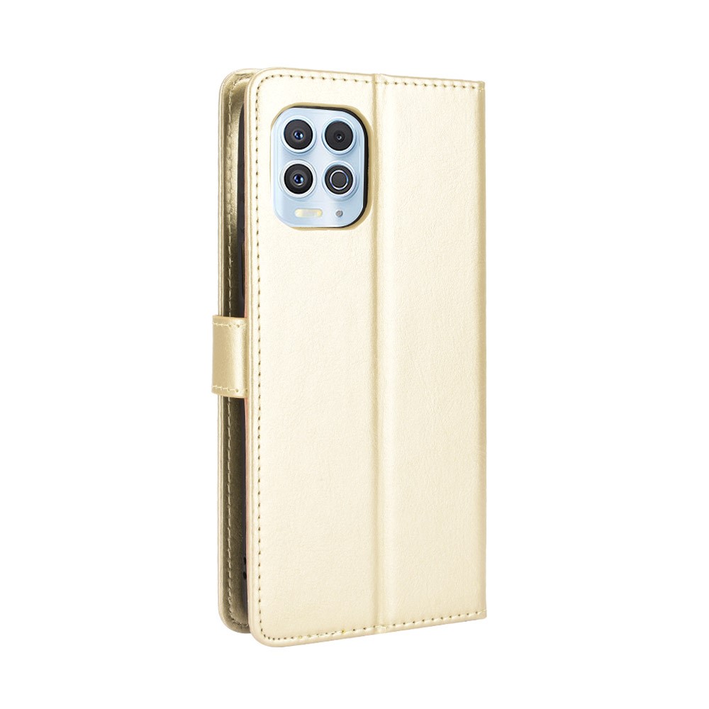 Crazy Horse Texture Wallet Design PU Leather Stand Protector Cover for Motorola Edge S / Moto G100 - Gold-3