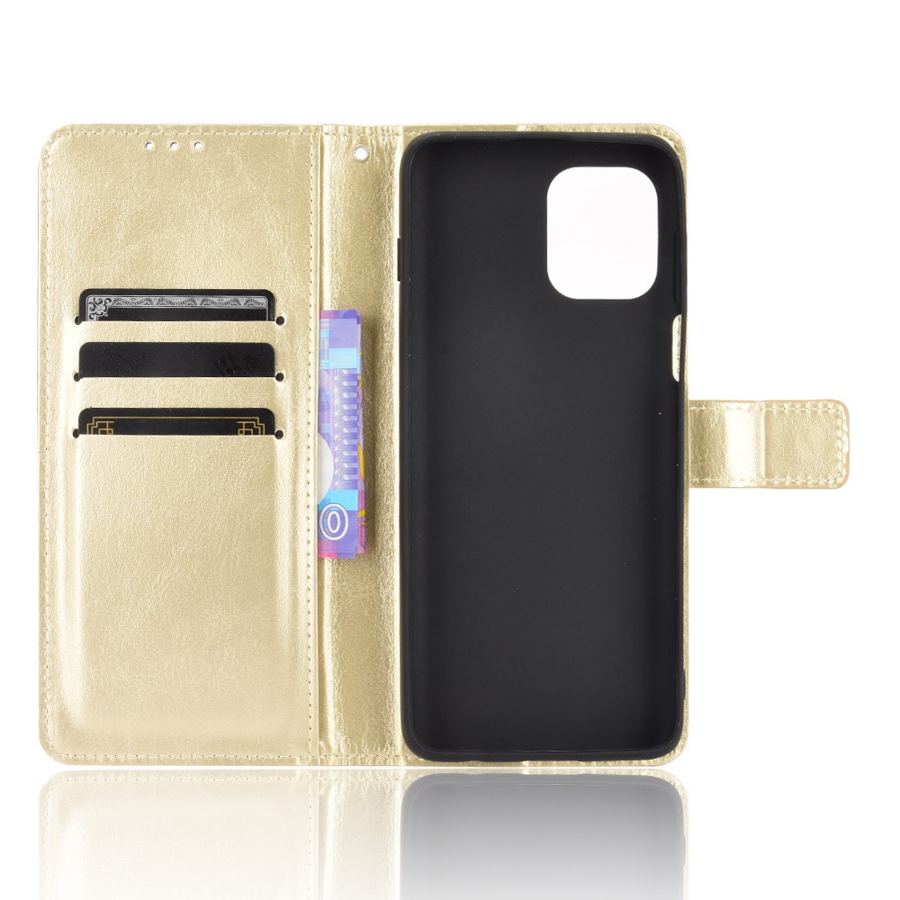 Crazy Horse Texture Wallet Design PU Leather Stand Protector Cover for Motorola Edge S / Moto G100 - Gold-4