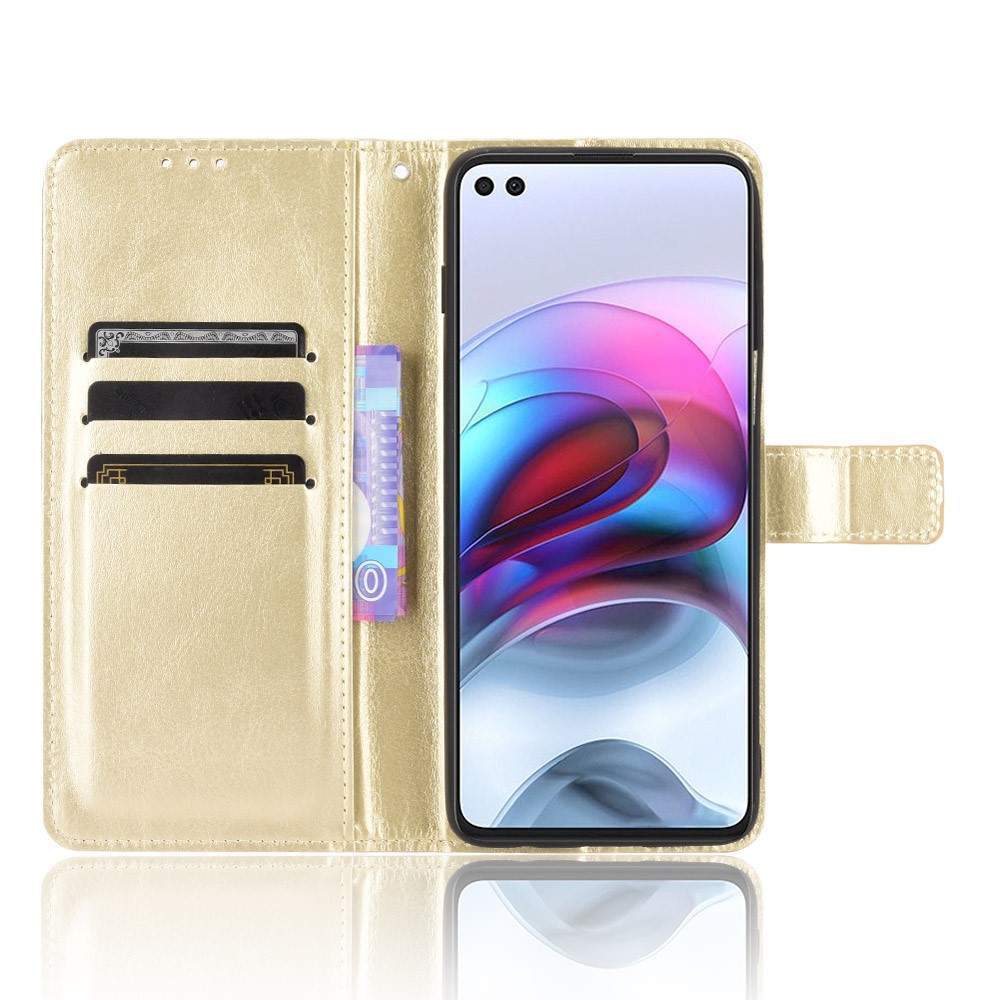 Crazy Horse Texture Wallet Design PU Leather Stand Protector Cover for Motorola Edge S / Moto G100 - Gold-5