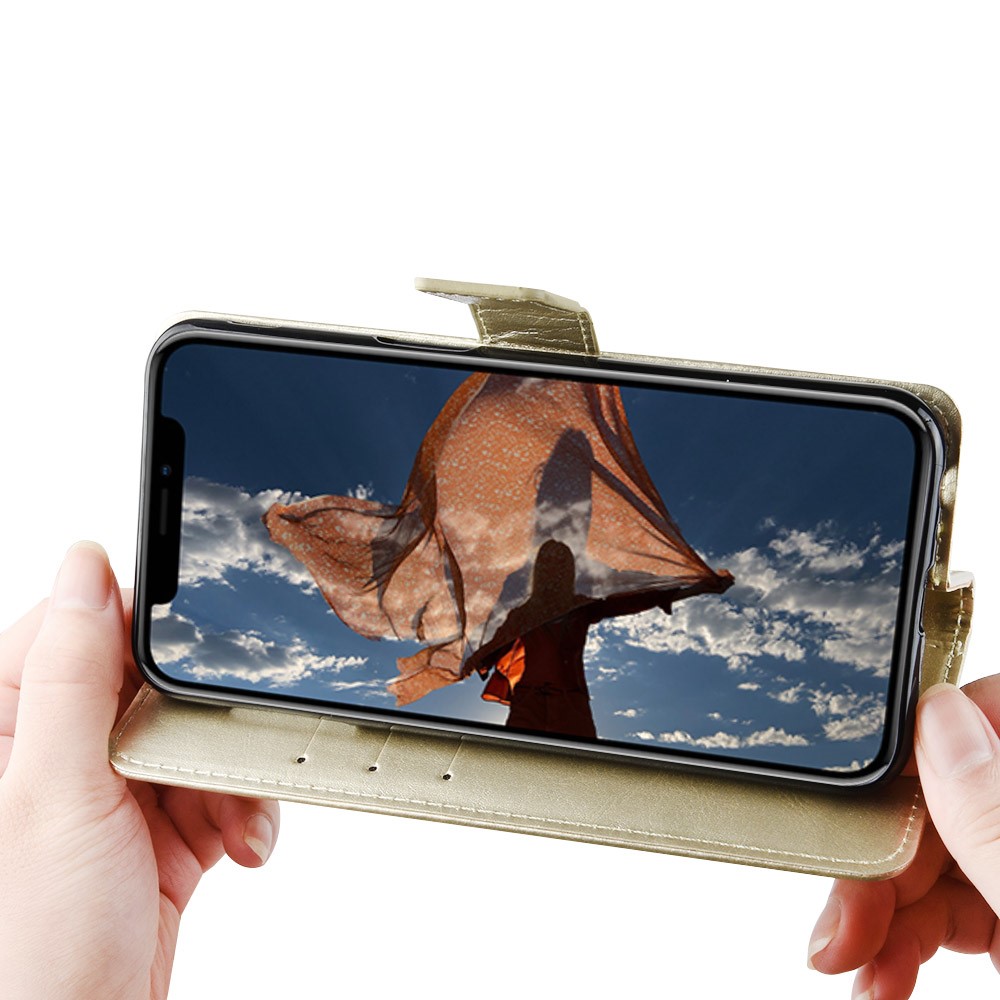 Crazy Horse Texture Wallet Design PU Leather Stand Protector Cover for Motorola Edge S / Moto G100 - Gold-8