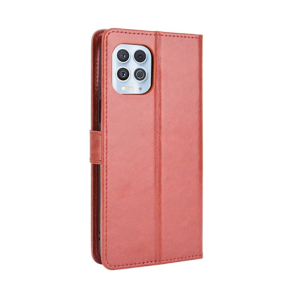 Crazy Horse Texture Wallet Design PU Leather Stand Protector Cover for Motorola Edge S / Moto G100 - Brown-3