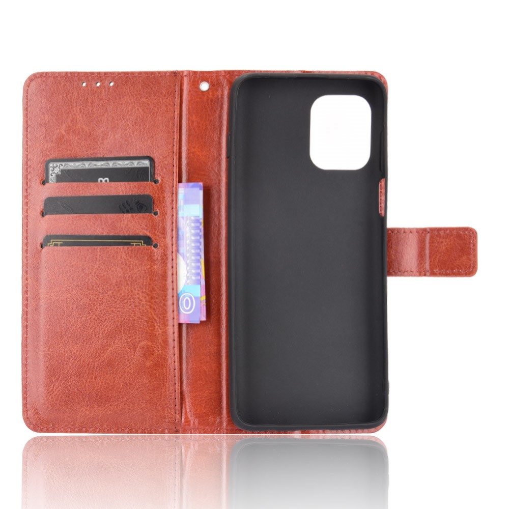Crazy Horse Texture Wallet Design PU Leather Stand Protector Cover for Motorola Edge S / Moto G100 - Brown-4