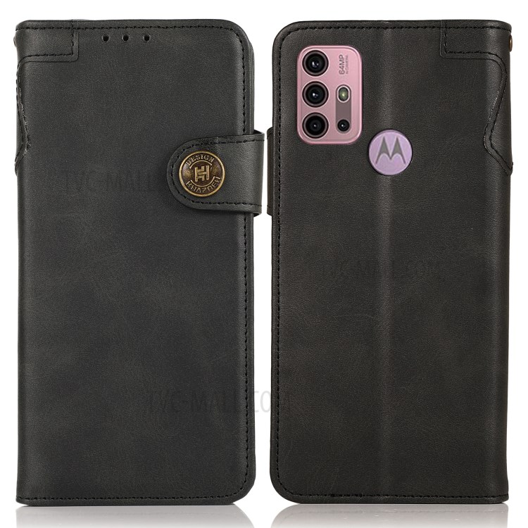 KHAZNEH Shockproof PU Leather Stand Wallet Mobile Phone Cover for Motorola Moto G30 - Black-1