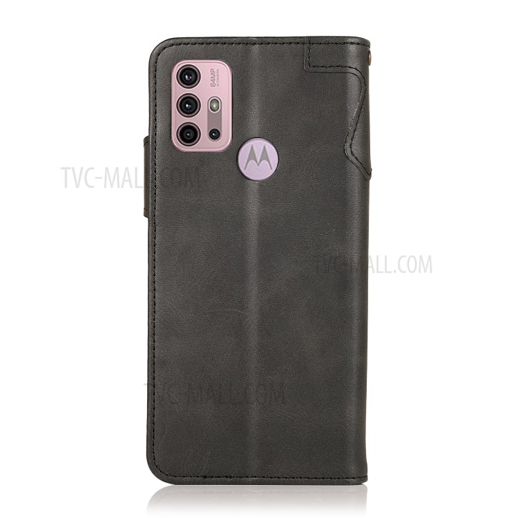 KHAZNEH Shockproof PU Leather Stand Wallet Mobile Phone Cover for Motorola Moto G30 - Black-3