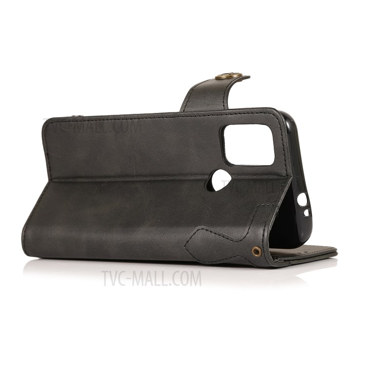 KHAZNEH Shockproof PU Leather Stand Wallet Mobile Phone Cover for Motorola Moto G30 - Black-4