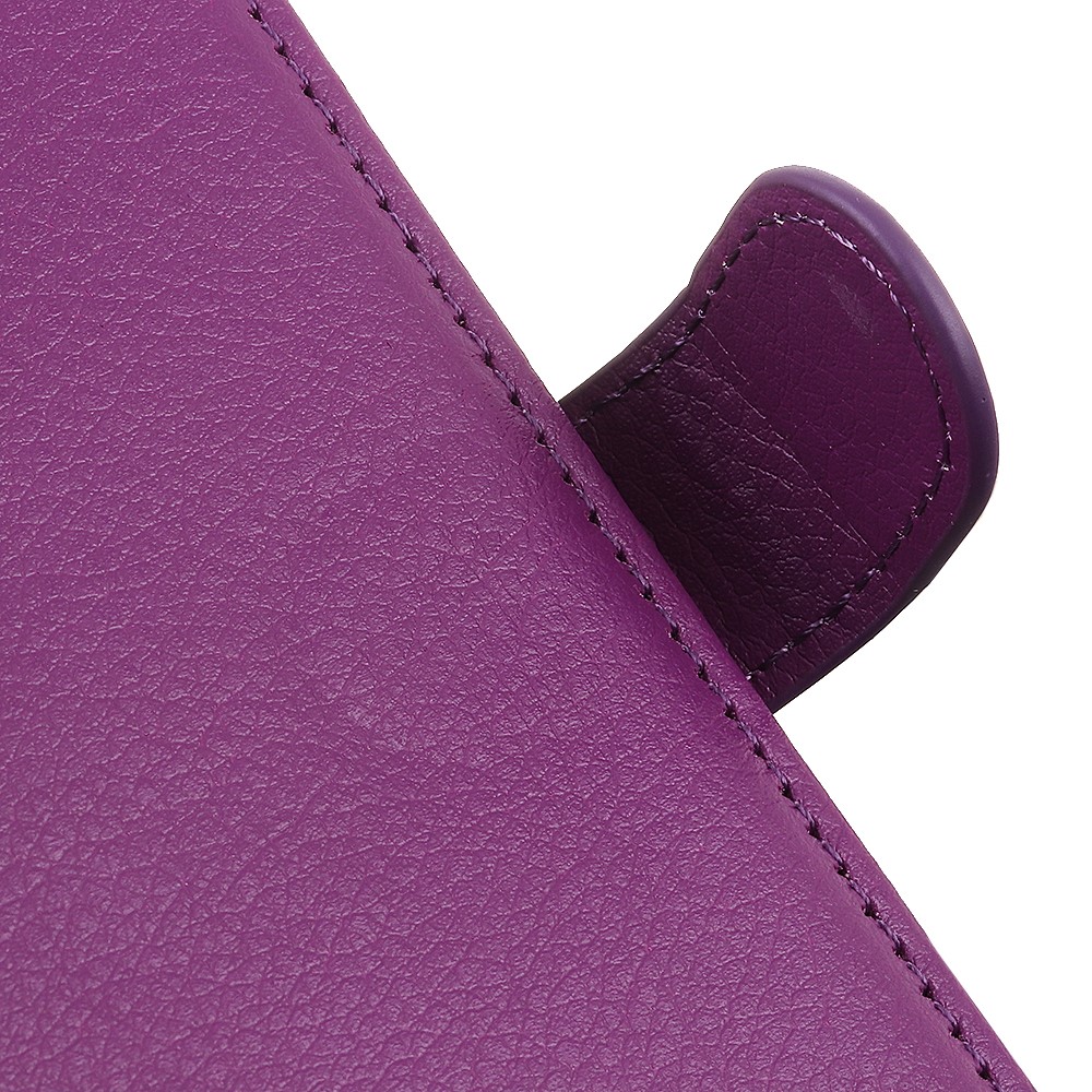 Litchi Skin Leather Case Phone Protective Shell Stand Cover for Motorola Moto E7 Power - Purple-10