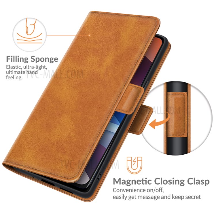 Magnetic Double Clasp Leather Wallet Stand Case for Motorola Moto E7 Power - Brown-4