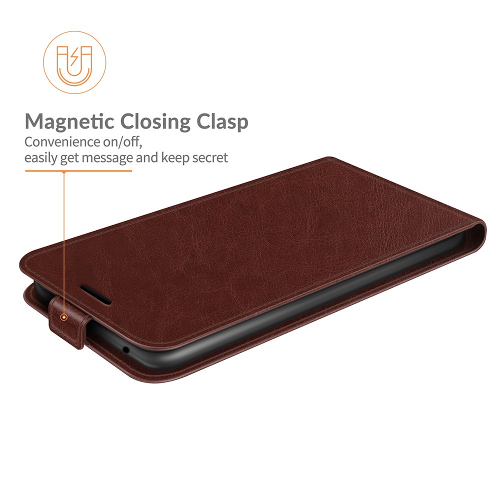 Crazy Horse Vertical Leather Card Holder Case for Motorola Moto E7 Power - Brown-4
