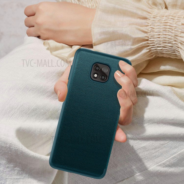 Elegant Style Anti-drop Slim Leather Protective Case for Motorola Moto G Power (2021) - Blackish Green-4