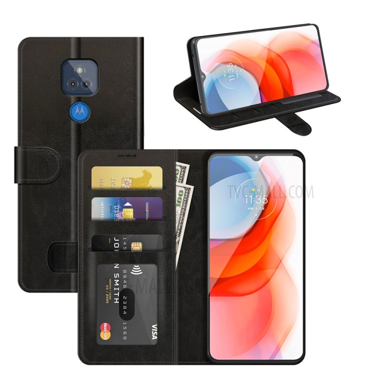 Crazy Horse Texture Leather Mobile Phone Case Shell for Motorola Moto G Play (2021) - Black-8