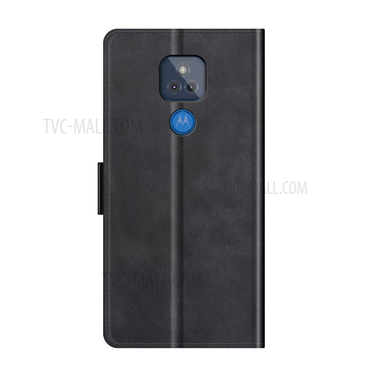 Magnetic Double Clasp Leather Wallet Shell for Motorola Moto G Play (2021) - Black-3