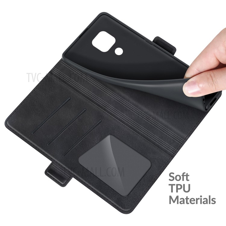 Magnetic Double Clasp Leather Wallet Shell for Motorola Moto G Play (2021) - Black-7