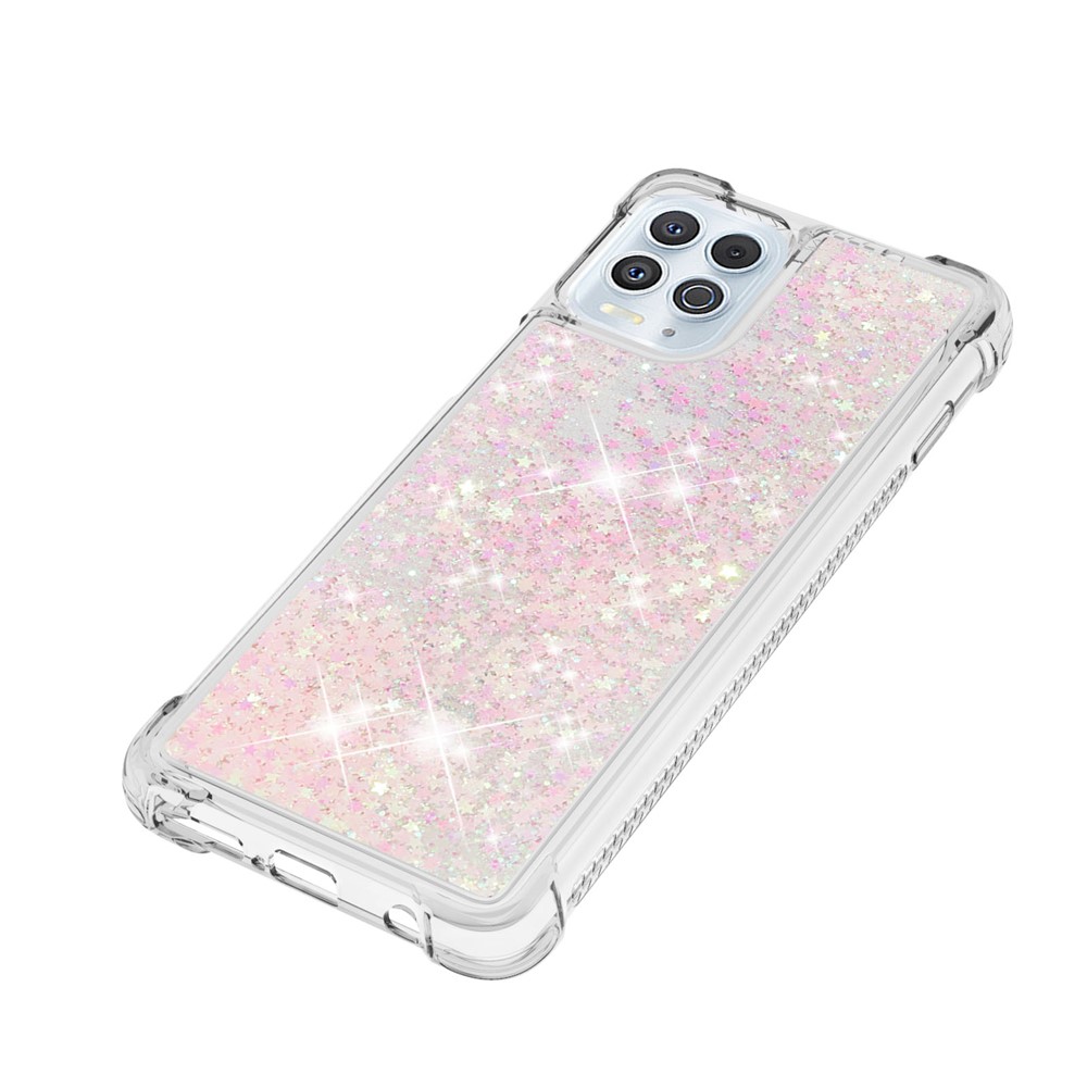 Dynamic Quicksand Shock-absorbing Soft TPU Case Cover for Motorola Edge S / Moto G100 - Pink Stars-2