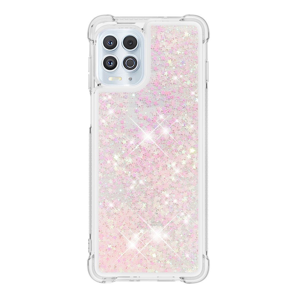 Dynamic Quicksand Shock-absorbing Soft TPU Case Cover for Motorola Edge S / Moto G100 - Pink Stars-4
