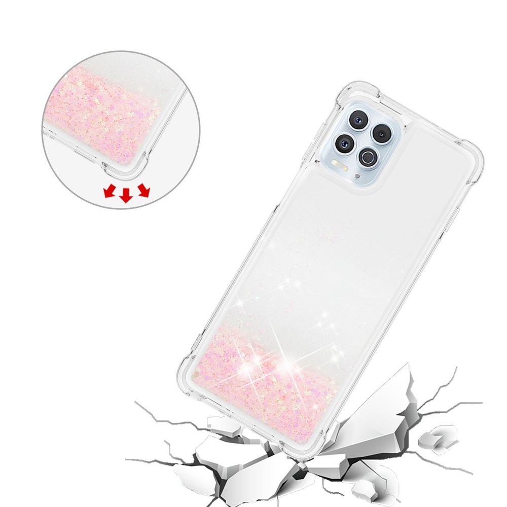 Dynamic Quicksand Shock-absorbing Soft TPU Case Cover for Motorola Edge S / Moto G100 - Pink Stars-5