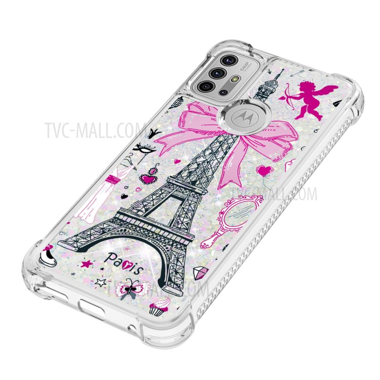 For Motorola Moto G10/G30 Pattern Printing Quicksand Shockproof TPU Protector Cover - Tower-2