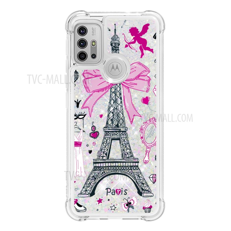 For Motorola Moto G10/G30 Pattern Printing Quicksand Shockproof TPU Protector Cover - Tower-4