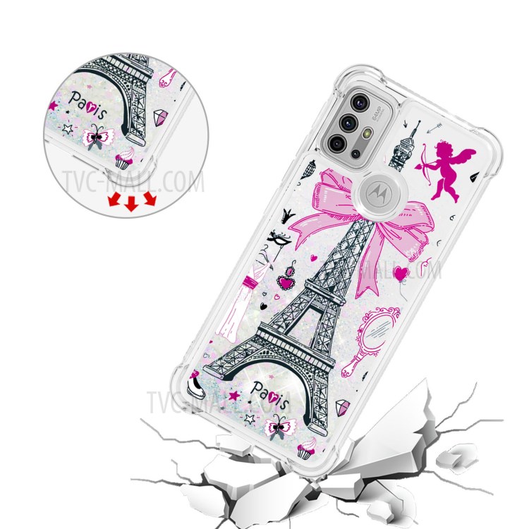 For Motorola Moto G10/G30 Pattern Printing Quicksand Shockproof TPU Protector Cover - Tower-5