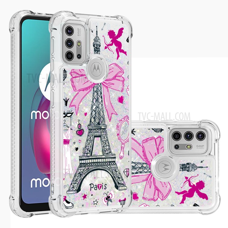 For Motorola Moto G10/G30 Pattern Printing Quicksand Shockproof TPU Protector Cover - Tower-7