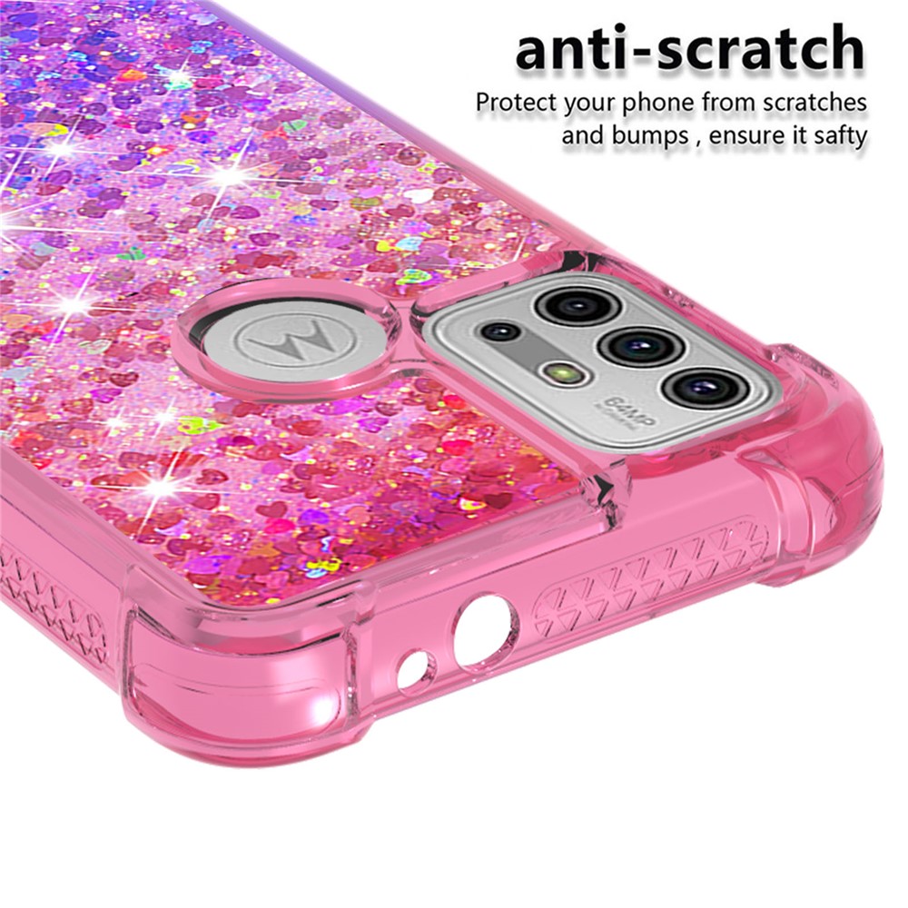 Shockproof Gradient Glitter Sequins Quicksand TPU Phone Case for Motorola Moto G30 / G10 - Pink/Purple-6