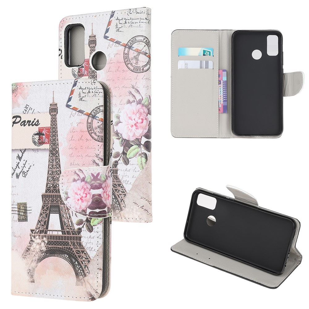Pattern Printing Cross Texture Leather Wallet Stand Case for Motorola Moto G50 - Tower-7