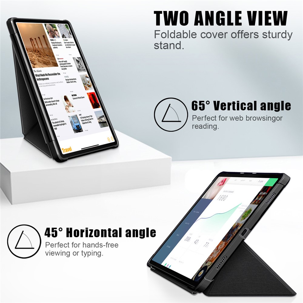 Drop Protection Origami Stand Smart Leather Cover Case for Lenovo Tab P11 2020 11-inch TB-J606F - Black-3