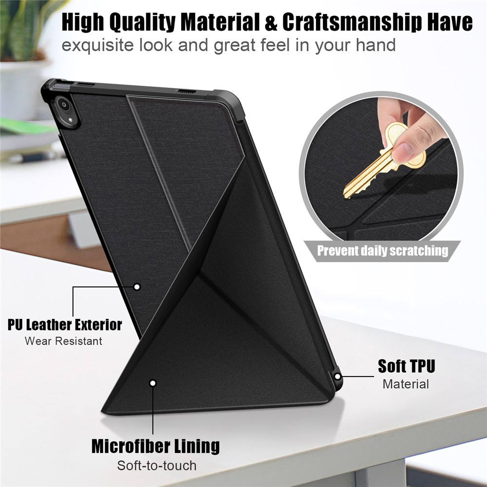 Drop Protection Origami Stand Smart Leather Cover Case for Lenovo Tab P11 / P11 5G 11 inch TB-J606F / J606X - Black-5