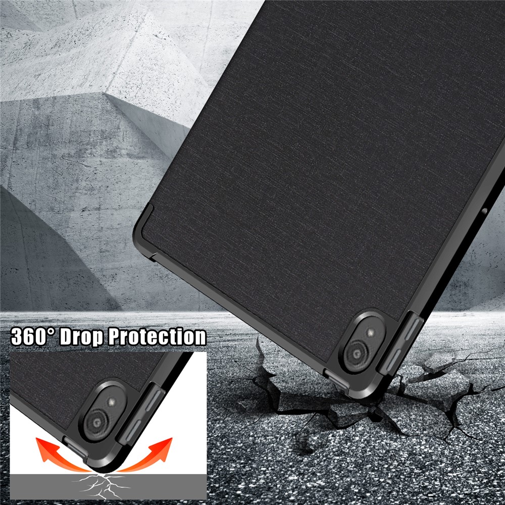 Drop Protection Origami Stand Smart Leather Cover Case for Lenovo Tab P11 / P11 5G 11 inch TB-J606F / J606X - Black-6