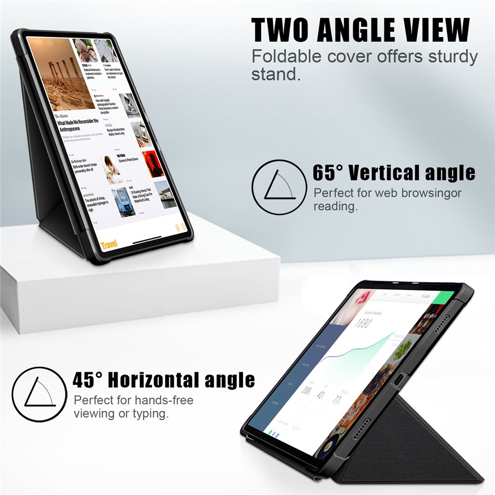 Origami Stand Drop Protection Leather Smart Cover Case for Lenovo Tab P11 Pro 2020 11.5 inch TB-J706F - Black-2