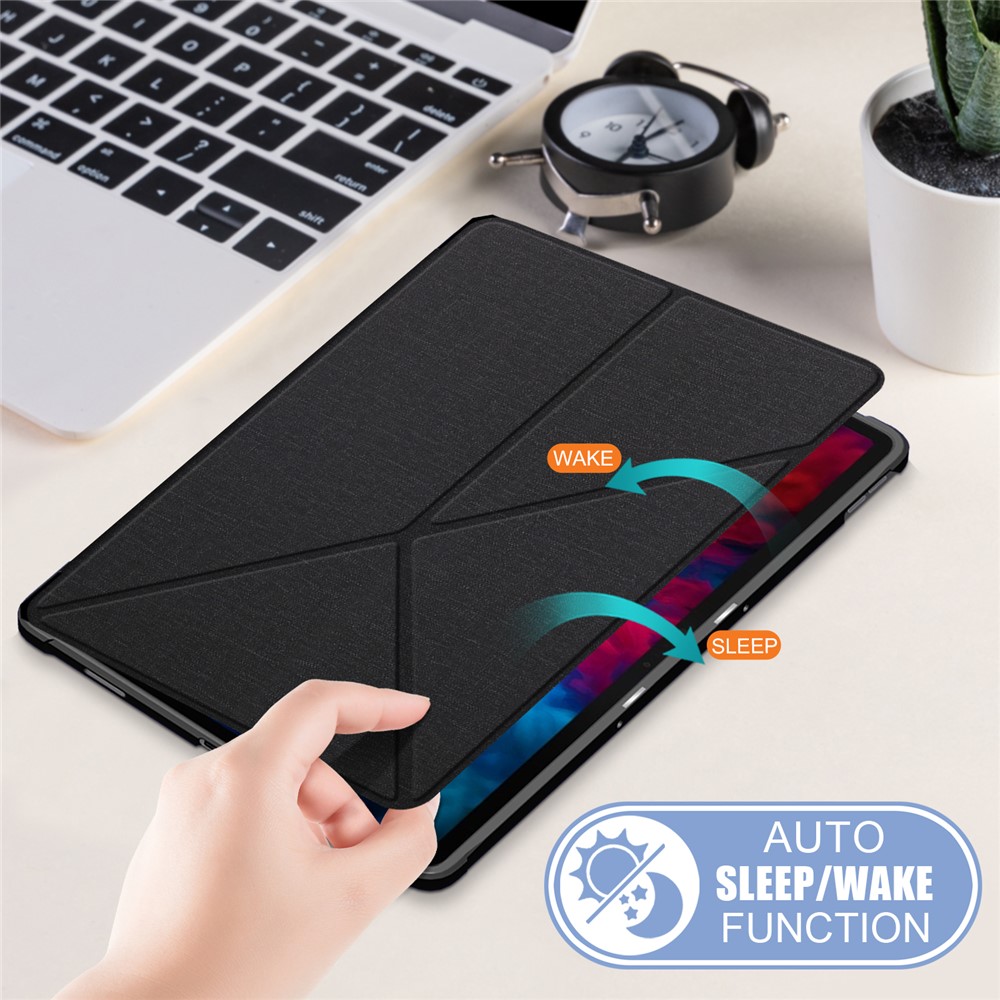 Origami Stand Drop Protection Leather Smart Cover Case for Lenovo Tab P11 Pro 2020 11.5 inch TB-J706F - Black-6