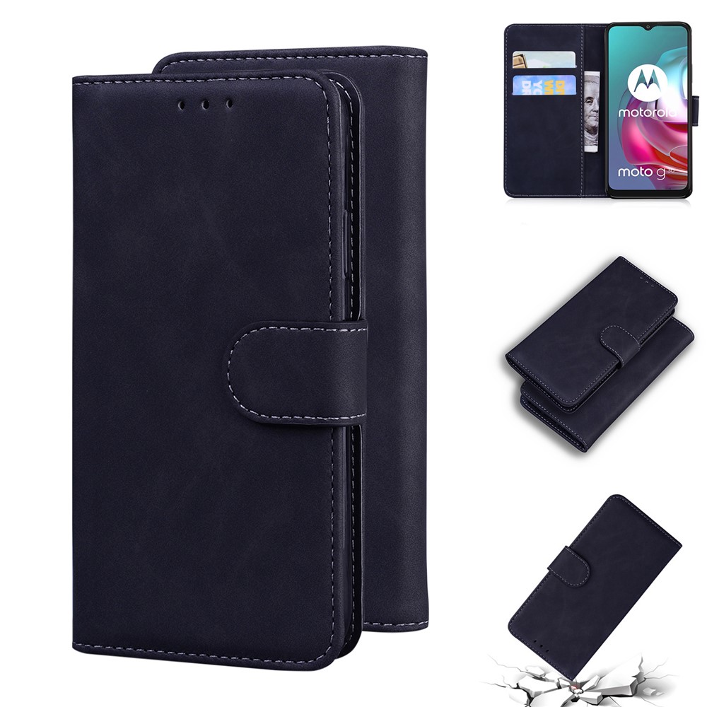 Wallet Stand Full Protection Flip Leather Phone Case for Motorola Moto G30 / Motorola Moto G10 - Black-9