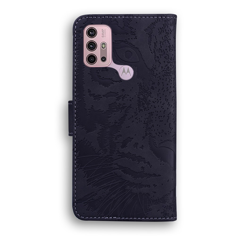 Tiger Pattern Imprinting Leather Cover Wallet Stand Case for Motorola Moto G30 / G10 - Black-4