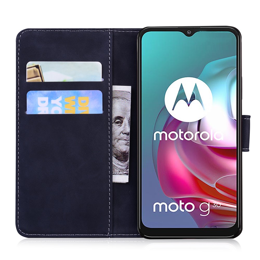 Tiger Pattern Imprinting Leather Cover Wallet Stand Case for Motorola Moto G30 / G10 - Black-6