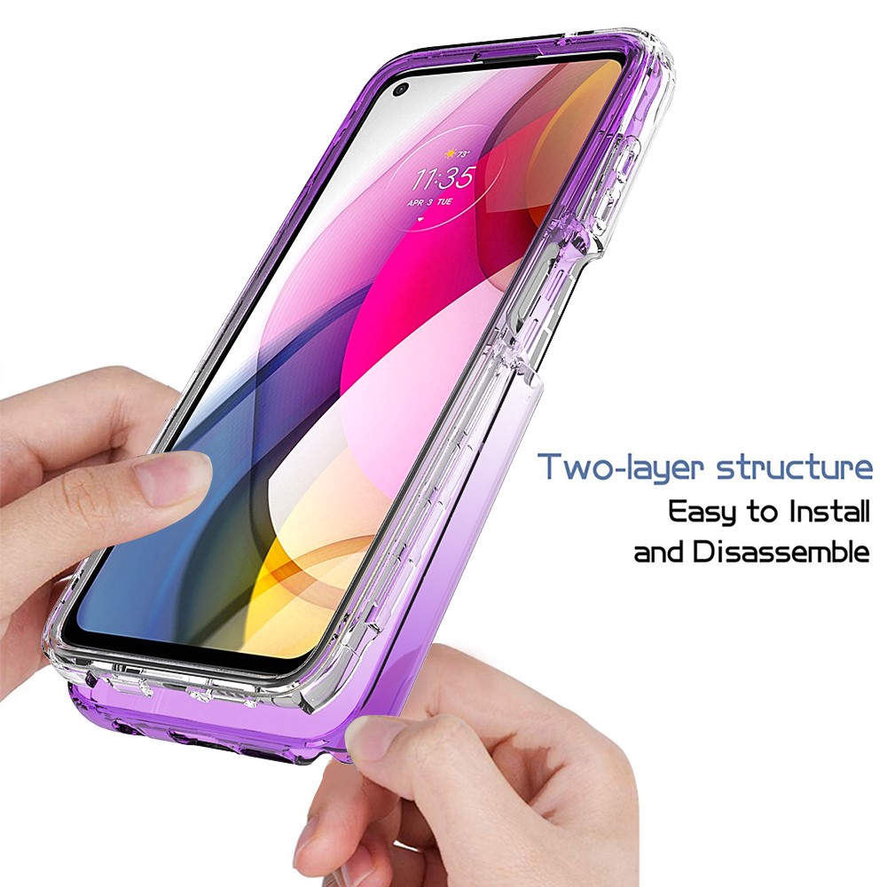 Plastic+TPU Hybrid High Transmittance Phone Case Cover Shell for Motorola Moto G Stylus (2021) - Purple-2