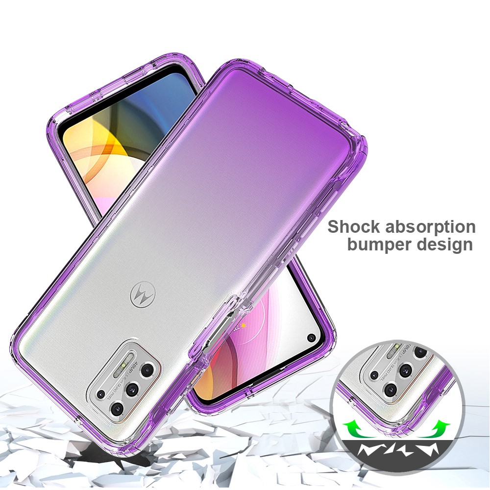Plastic+TPU Hybrid High Transmittance Phone Case Cover Shell for Motorola Moto G Stylus (2021) - Purple-3
