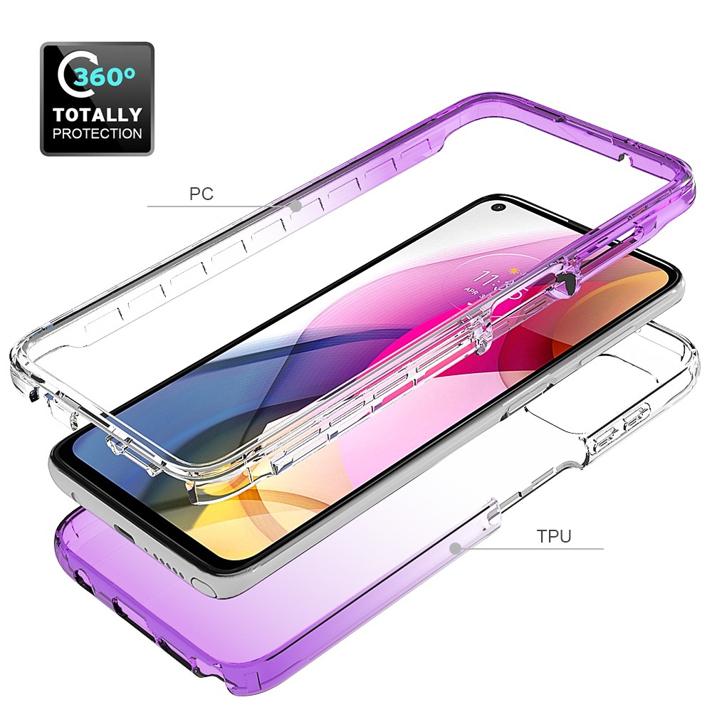 Plastic+TPU Hybrid High Transmittance Phone Case Cover Shell for Motorola Moto G Stylus (2021) - Purple-4