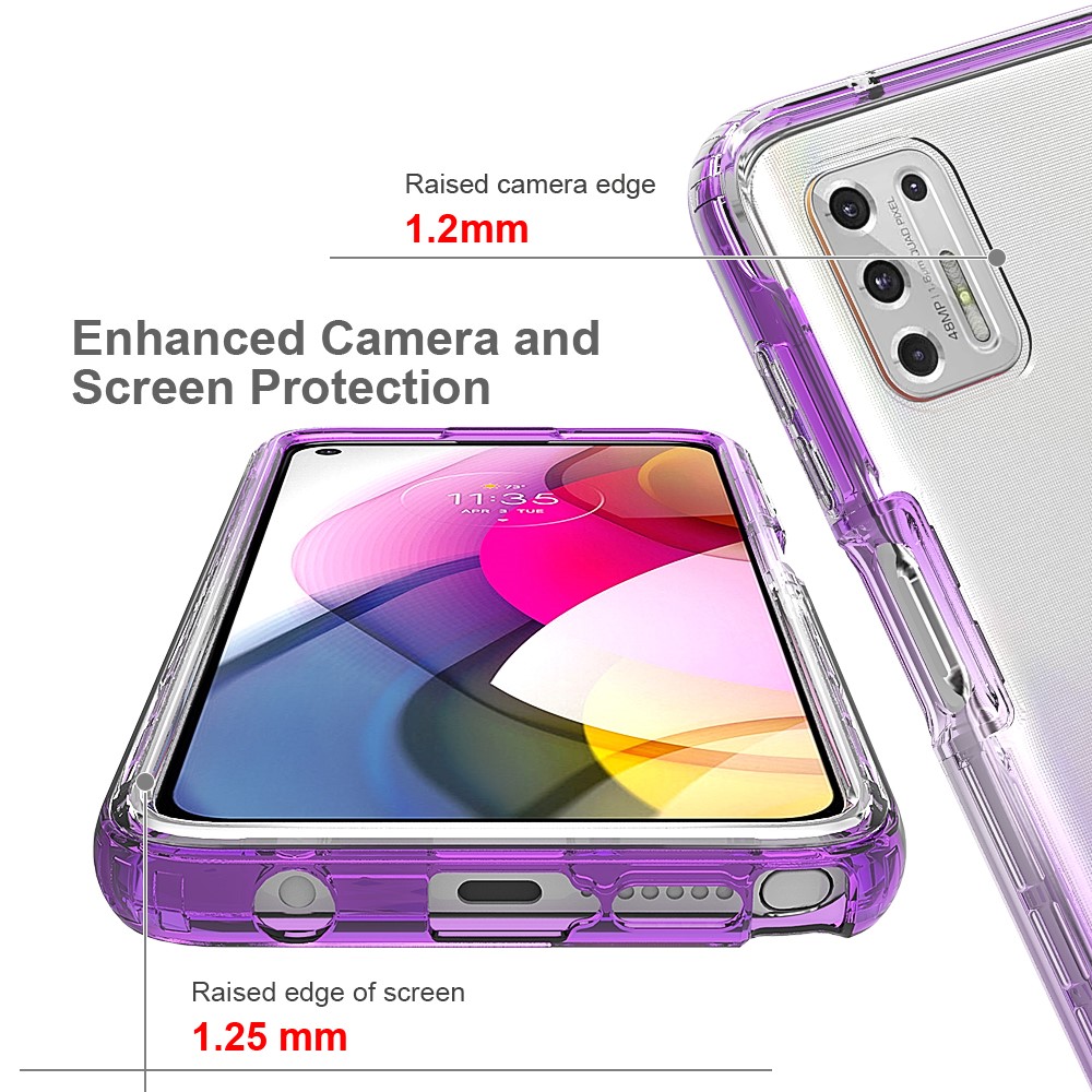 Plastic+TPU Hybrid High Transmittance Phone Case Cover Shell for Motorola Moto G Stylus (2021) - Purple-5