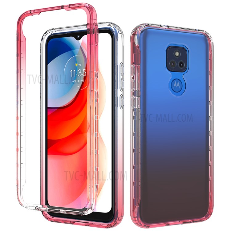 High Transmittance 2-in-1 Plastic+TPU Phone Cover Case for Motorola Moto G Play (2021) - Red-1