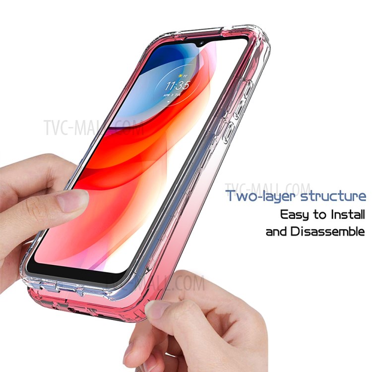 High Transmittance 2-in-1 Plastic+TPU Phone Cover Case for Motorola Moto G Play (2021) - Red-2