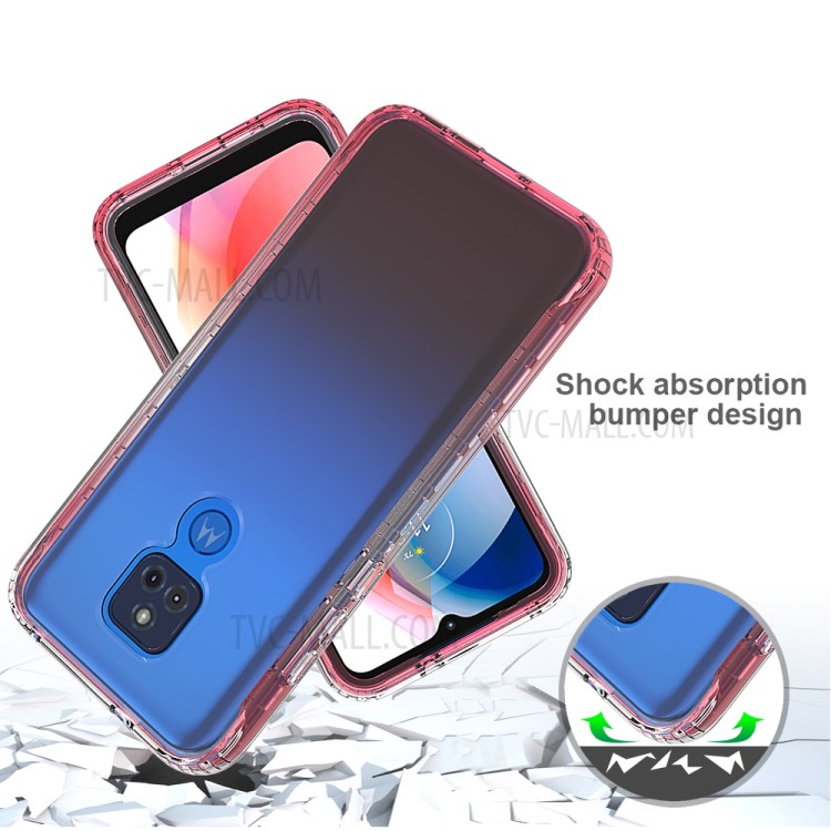 High Transmittance 2-in-1 Plastic+TPU Phone Cover Case for Motorola Moto G Play (2021) - Red-3