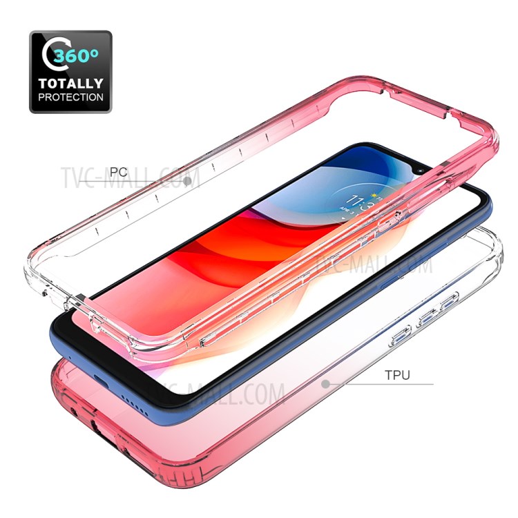 High Transmittance 2-in-1 Plastic+TPU Phone Cover Case for Motorola Moto G Play (2021) - Red-4