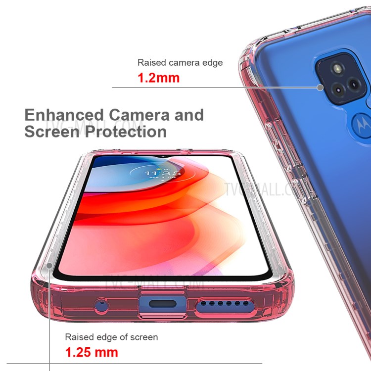 High Transmittance 2-in-1 Plastic+TPU Phone Cover Case for Motorola Moto G Play (2021) - Red-5