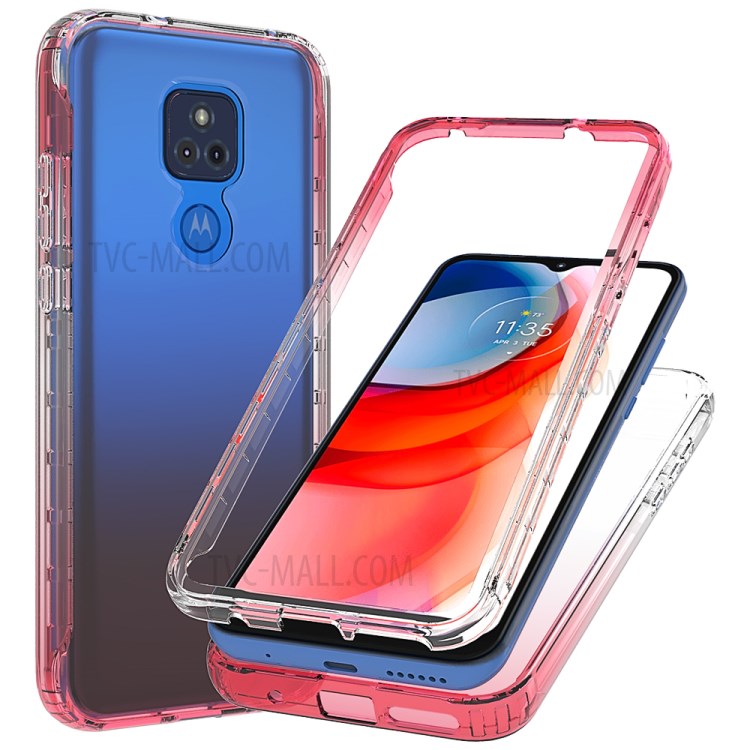 High Transmittance 2-in-1 Plastic+TPU Phone Cover Case for Motorola Moto G Play (2021) - Red-7