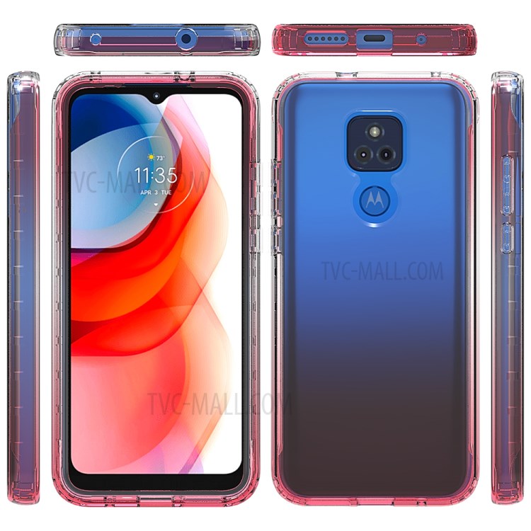 High Transmittance 2-in-1 Plastic+TPU Phone Cover Case for Motorola Moto G Play (2021) - Red-8